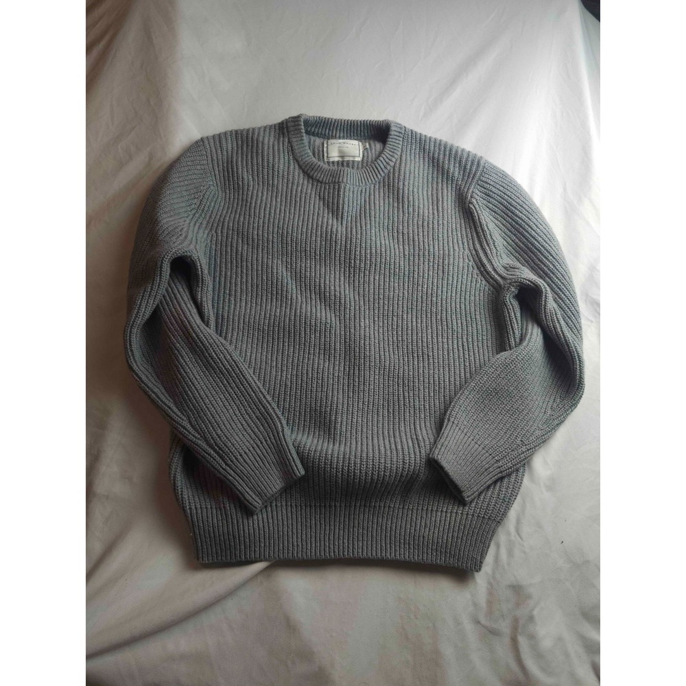 Long Wharf Supply Co. Crewneck Sweater Mens Large Gray Ribbed Knit Wool Blend